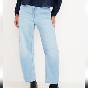 Old Navy high-waisted Wow barrel ankle jeans, Summer wash 14 Tall